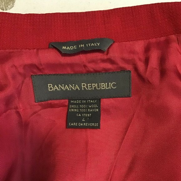 Banana Republic Womens Red Four Button Suit Jacket Front Pocket Casual Size 4 - Picture 6 of 8